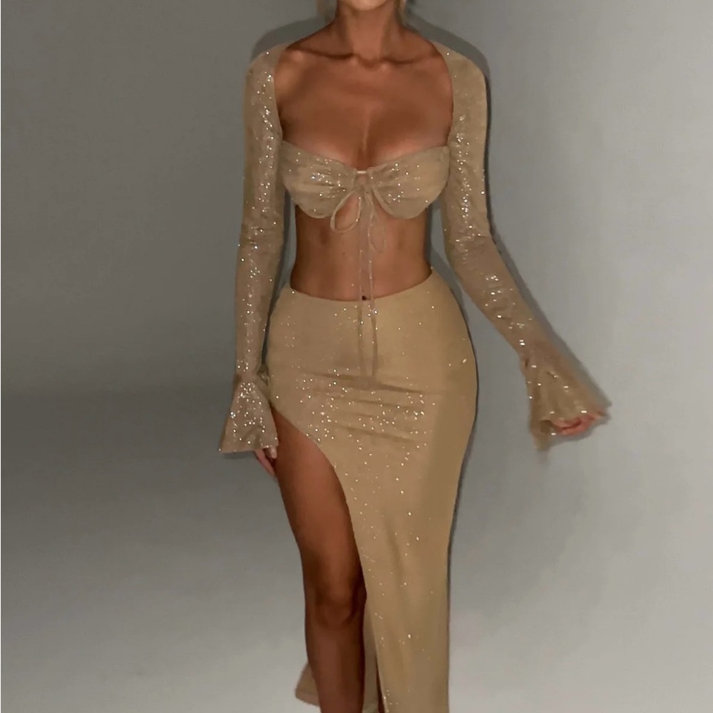 Elegant Gold Glitter NYE Dress